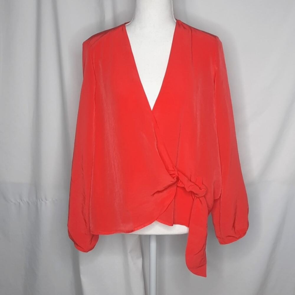 Topshop Tie Wrap Front Top Red Size 6